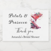 Bloemen & Prosecco Roze Bloemige Bruiloft Feest  Sparkling Wijnetiket (Enkel label)