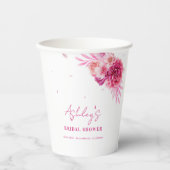 Bloemen & Prosecco Roze Bloemrijke Bruidsdouche Papieren Bekers (Voorkant)