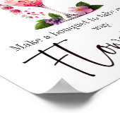 Bloemen & Prosecco Roze Bruidsfeest Bloemenbar Poster (Hoek)