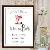 Bloemen & Prosecco Roze Bruidsfeest Bloemenbar Poster