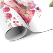 Bloemen & Prosecco Roze Roze Bloemige Bruiloft Fee Cadeaupapier (Rol Hoek)