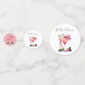 Bloemen & Prosecco Roze Roze Bloemige Bruiloftsbor Confetti (Voorkanten)