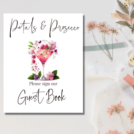 Bloemen & Prosecco Roze Roze Bruiloft Feest Gast Poster
