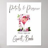 Bloemen & Prosecco Roze Roze Bruiloft Feest Gast Poster (Voorkant)
