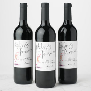 Bloemen Prosecco Script Cheers Bruiloftsborrel Wijn Etiket