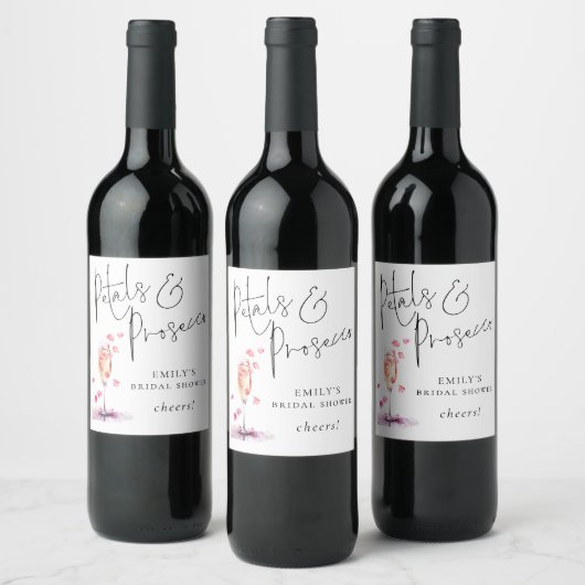 Bloemen Prosecco Script Cheers Bruiloftsborrel Wijn Etiket (Flessen)