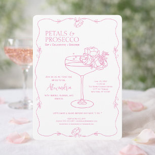 Bloemen Prosecco Tuin Minimal Bruidsfeest Kaart