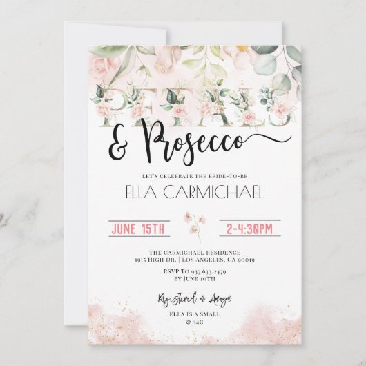 Bloemen Prosecco Wijn Bruiloft Feest Kaart (Voorkant)