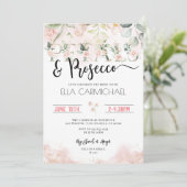 Bloemen Prosecco Wijn Bruiloft Feest Kaart (Staand voorkant)