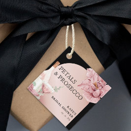 Bloemen & Prosecco Zwart & Roze Goud Bruiloftsfees Bedankjes Labels