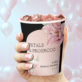 Bloemen & Prosecco Zwarte & Roze Gouden Bruiloftsb Papieren Bekers