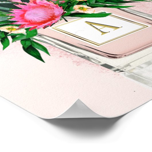 bloemen Protea Elegant Perfume Flesmonogram Poster (Hoek)