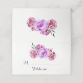 Bloemen pruim blush violet boeket bruiloft gast plaatskaartje (Buitenkant ongevouwen)