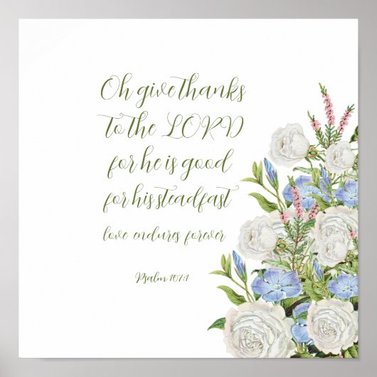Bloemen Psalm 107:1 Canvas Print (Voorkant)