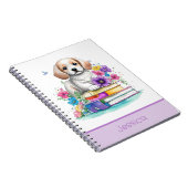Bloemen & Puppies & Boeken Levendige Waterverf Sch Notitieboek (Rechterzijde)