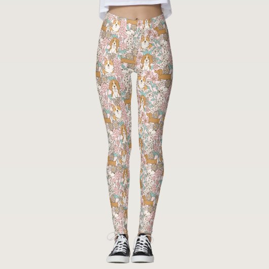Bloemen Puppies Leggings (Voorkant)