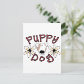 Bloemen Puppy hond T-shirts en geschenken Briefkaart (Staand voorkant)