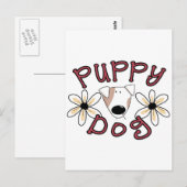 Bloemen Puppy hond T-shirts en geschenken Briefkaart (Voorkant / Achterkant)