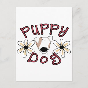 Bloemen Puppy hond T-shirts en geschenken Briefkaart