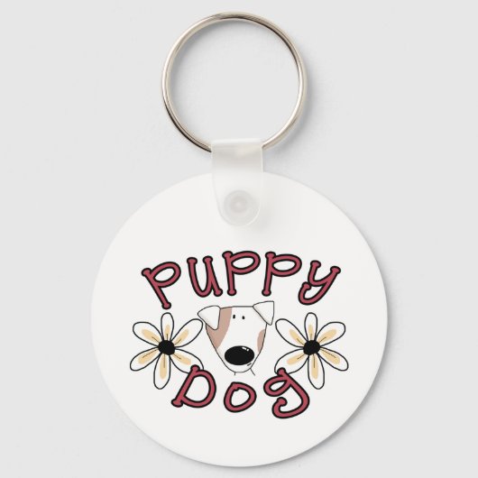 Bloemen Puppy hond T-shirts en geschenken Sleutelhanger (Voorkant)