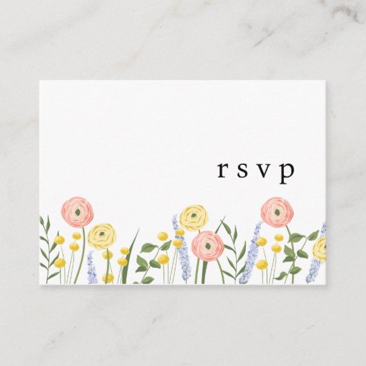 Bloemen QR Code Huwelijk RSVP Kaart (Voorkant)