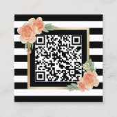 Bloemen QR Code Modern Stripes Vierkante Visitekaartje (Voorkant)