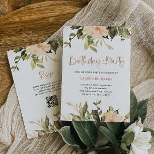  Bloemen   QR-code Verjaardagsfeest Kaart