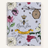 Bloemen Queen Bee en Crown Lavender Notitieboek (Voorkant)