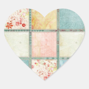 Bloemen Quilt Squares Hart Sticker