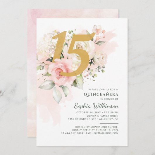 Bloemen Quinceanera Botanical 15e verjaardag Kaart (Voorkant / Achterkant)