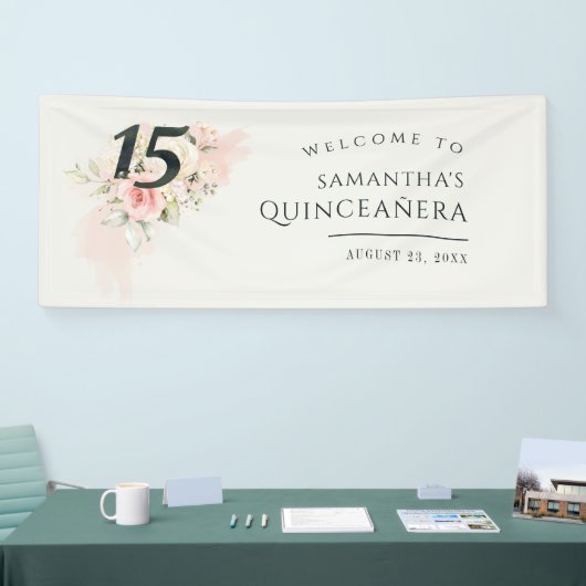 Bloemen Quinceanera Botanical 15e verjaardag Spandoek (Beurs)