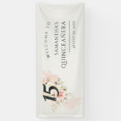 Bloemen Quinceanera Botanical 15e verjaardag Spandoek (Verticaal)