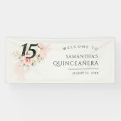 Bloemen Quinceanera Botanical 15e verjaardag Spandoek (Horizontaal)