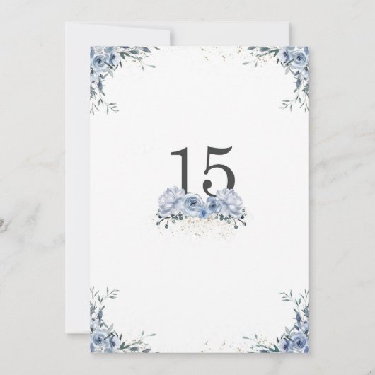 Bloemen Quinceanera Dusty Blue 15e verjaardag Kaart (Achterkant)