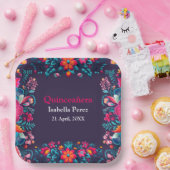 Bloemen Quinceanera Paarse Mexicaanse Fiesta Verja Papieren Bordje (Feest)