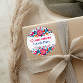 Bloemen Quinceanera Witte Mexicaanse Fiesta Ronde Sticker
