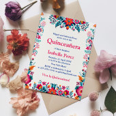 Bloemen Quinceanera Witte Mexicaanse Fiesta Verjaa Kaart