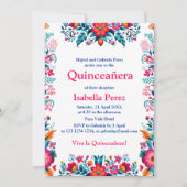 Bloemen Quinceanera Witte Mexicaanse Fiesta Verjaa Kaart (Voorkant)