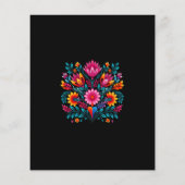 Bloemen Quinceanera Zwart Mexicaans Fiesta Verjaar Flyer (Achterkant)