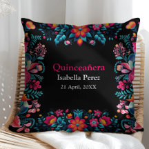 Bloemen Quinceanera Zwart Mexicaans Fiesta Verjaar