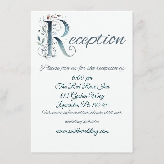 Bloemen R Wedding Receptie Enclosure kaart (Voorkant)