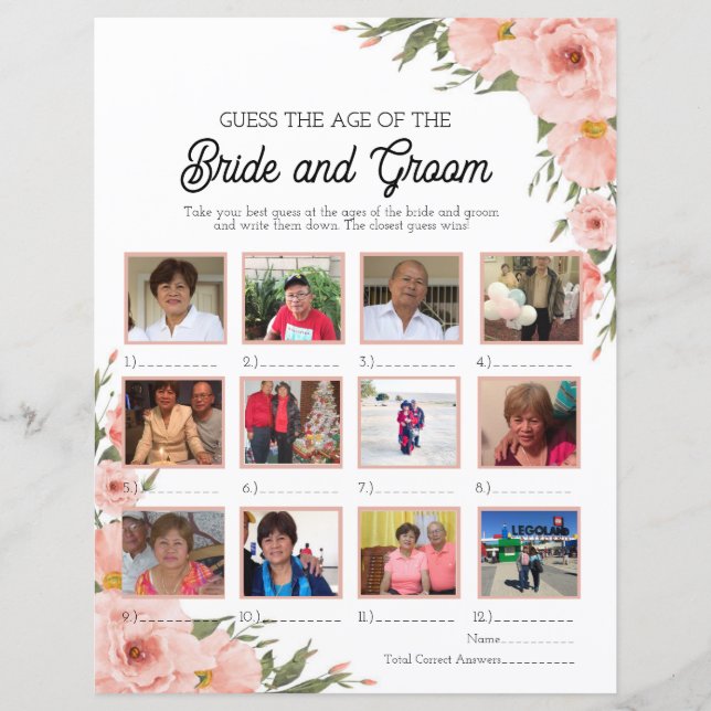 Bloemen Raad de leeftijd van de bruid en bruidegom (Voorkant)