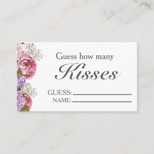 Bloemen "Raad eens hoeveel kussen" Bruidsspel Informatiekaartje (Voorkant)
