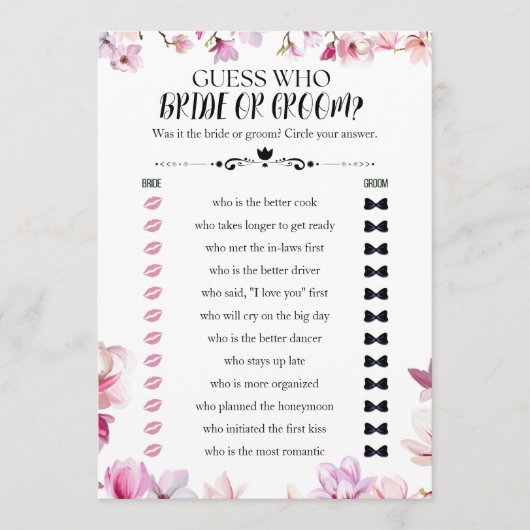 Bloemen raden wie bruid of bruidegom vrijgezellenf kaart