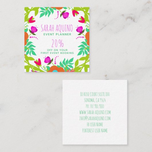 Bloemen Rand Bloemen Tuin Business Promotional Kortingskaartje (Voorkant / Achterkant)