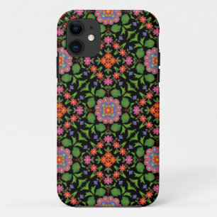 Bloemen Rangoli op zwarte iPhone 5/5s Xtreme Hoesj 11 Hoesje