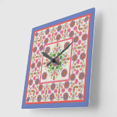 Bloemen Rangoli Patroon Rand op Ecru: Wandklok (Hoek)