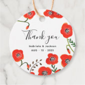 Bloemen Red Poppies bruiloft Bedankjes Labels (Voorkant)