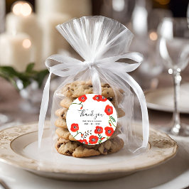 Bloemen Red Poppies bruiloft Ronde Sticker