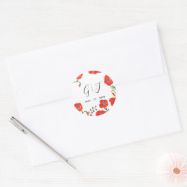 Bloemen Red Poppies monogram bruiloft Ronde Sticker